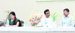 Speakers at a seminar organised by ICFAI University in Dehradun on Monday.