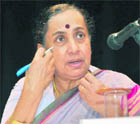 Governor Margaret Alva addresses the annual general body meeting of the Red Cross Society in Dehradun on Tuesday.