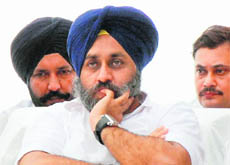 A pensive Sukhbir Badal attending a function in Bathinda.