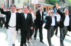 Lawyers raise slogans during a demonstration in Srinagar 
