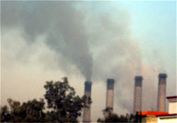 Chimneys of the Guru Nanak Dev Thermal Plant billowing smoke in Bathinda