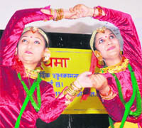 Nepali girls perform during the Hamro Dasai celebrations in Dehradun on Thursday.