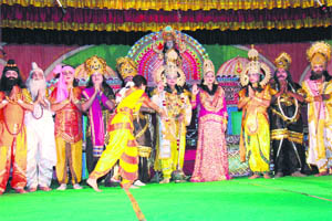 A scene from the Ramlila staged at Graphic Era University in Dehradun on Thursday. 