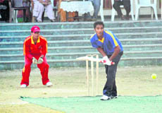 A match of the Third Shri Rohitash Singh Memorial Inter-School Boys Super 8s Cricket Tournament being played in Dehradun on Thursday.