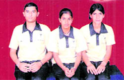 Gaurav Deshwal, Nisha and Dulari who have selected to play in the Indian Throwball Federation Cup Championship