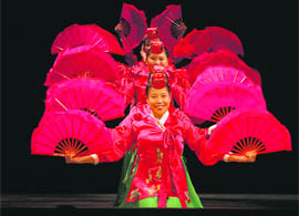 Russian artistes perform Korean dance at Gaiety Theatre in Shimla on Thursday.