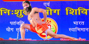 Baba Ramdev at a yoga camp in Dharamsala on Thursday.