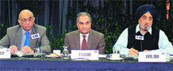 Speakers at a conference on Independent Senior Citizens Living held at CII in Chandigarh on Friday.