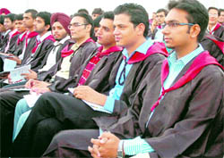 Students during the 40th annual convocation of the PEC University of Technology in Chandigarh on Saturday
