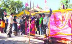 Pilgrims at the Chaupakhiya mela in Pitthoragarh.
