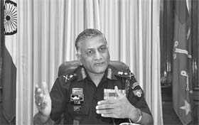 General V.K. Singh, Chief of the Army Staff  Tribune photo: Mukesh Aggarwal