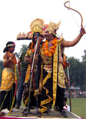 Artists performing during a Dussehra function in Abohar on Sunday