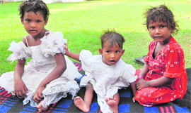 Girls who were found abandoned at Jammu Railway Station on Sunday.