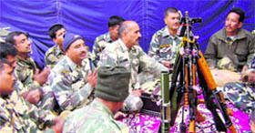 CRPF jawans offer a special prayer, Shastra Pujaon Dasehra in Pulwama on Sunday.