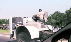 A new truck is seen here without any safety features