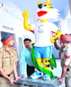 The Commonwealth Games (CWG) mascot, Shera (that was stolen from Sukhna Lake) at the Phase VIII police station after it was found in Sector 69 