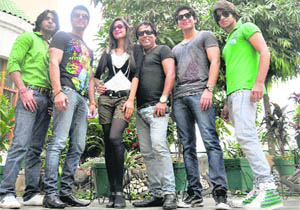 Choreographer Kaushik Ghosh (third from right) with models for an upcoming fashion show in Ludhiana on Monday.