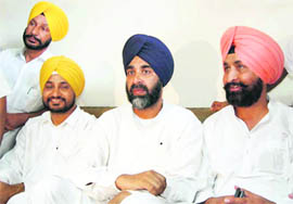 Former state Finance Minister Manpreet Singh Badal talks to mediapersons at Gurdwara Dukhnivaran Sahib at Patiala on Monday.