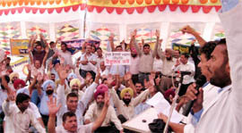 Activists of the Punjab State Veterinary Officers Association (PSVOA) and the Rural Veterinary Officers Association staged a state-level dharna in Muktsar on Monday.