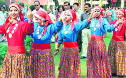 Students perform at the inauguration of the PU Zonal Youth and Heritage Festival at GCG-42 in Chandigarh on Tuesday. 