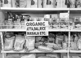 Organic products for sale in the market