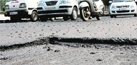 The unfinished road at the junction of Sectors 22, 23, 35, 36, where a fatal accident took place on Wednesday