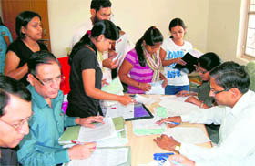 A counselling session in progress at Rishikul Medical College in Haridwar on Wednesday.
