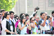 Parents click pictures of their wards at the 75th anniversary of Doon School in Dehradun
