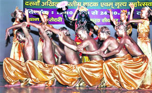 Artistes exhibit their skills at a cultural function in Gurgaon on Friday.