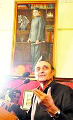 Dr Karan Singh, MP, addresses a gathering in Jammu on Friday