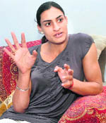 CWG gold medallist Manjeet Kaur at her residence in Jalandhar