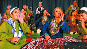 Students of St. Xaviers Sr. Sec. School, Bathinda, presenting a cultural item during the Kaleidoscope  A cultural collage on Saturday evening.