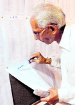 An applicant tries to locate his name in one of the lists of eligible candidates for the special housing scheme for UT employees at the CHB office, Sector 9, Chandigarh, on Saturday