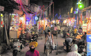 The Bijli Bazar of old Ludhiana, all decked up as the festival season begins.