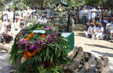 Lance Naik Jaskaran Singh being cremated at his native village Maesar Khana in Bathinda district on Sunday.