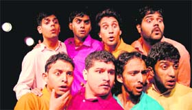 A scene from the play Ghumayee, written and directed by Balwant Thakur, being enacted at Reasi