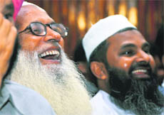 Audience enjoy themselves at the Fourth All-India Mushaira in Ludhiana on Saturday. 