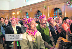 Awardee farmers during the Agriculture Conference-2010 in Shimla on Monday. 