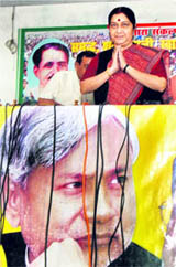 Senior BJP leader Sushma Swaraj during a press conference in Patna on Monday.