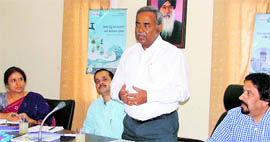 A team from World Bank discusses the ongoing works of water supply and sanitation schemes in Ludhiana on Tuesday.