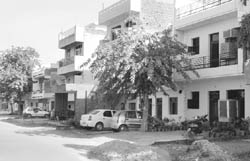 Four-wheelers being parked illegally outside houses under Haryana Housing Board in Panchkula.