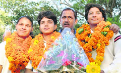 Three Dehradun women cricketers who have been selected for the under-19 cricket team of Punjab