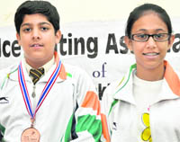 Shrey Painuli and Nishtha Painuli who have won positions in the Asian Junior Figure Skating Challenge Competition held in Bangkok