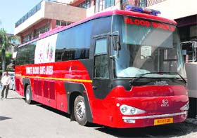 The mobile blood collection centre in Panchkula
