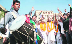Panthers Party celebrates Accession Day at Mubarak Mandi in Jammu on Wednesday.