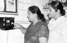Teachers mark their attendance through biometric machine at Government Senior Secondary School, Phase 3B-1, Mohali, on Thursday.