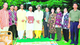 Representatives of Indonesian University and Dev Sanskriti University pose after signing an MoU in Haridwar on Thursday.