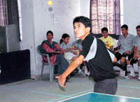 Players in action at the District Table Tennis Tournament in Dehradun on Thursday.