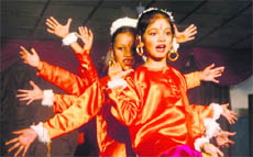 Students perform at the founders day celebrations of the Shiwalik International School in Dehradun on Saturday.