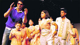 Actor Harman Baweja shakes a leg with special kids during the Chandigarh Fashion Week at Hotel Mountview.